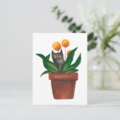 Katze in der Blume Postkarte (Stehend Vorderseite)