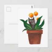 Katze in der Blume Postkarte (Vorne/Hinten)
