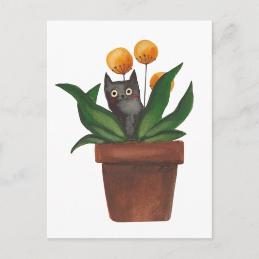 Katze in der Blume Postkarte (Vorderseite)