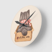 Katze in der Box Runde Wanduhr (Winkel)