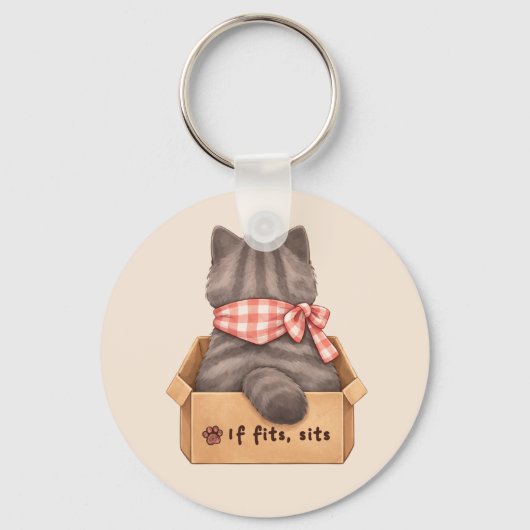 Katze in der Box Schlüsselanhänger (Vorderseite)