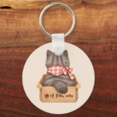 Katze in der Box Schlüsselanhänger (Vorderseite)