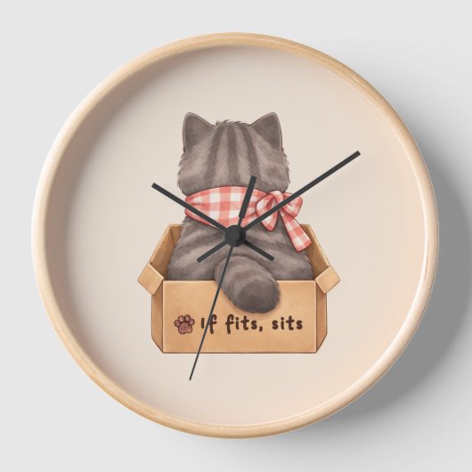 Katze in der Box Uhr (Vorderseite)