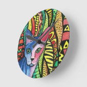 Katze in der FarbWanduhr Runde Wanduhr (Winkel)