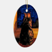Katze in der Fenster-Weihnachtsverzierung Keramik Ornament (Rechts)