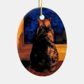 Katze in der Fenster-Weihnachtsverzierung Keramik Ornament (Hinten)