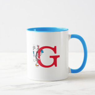 Katze in der Hat Balancing Act Monogram G Tasse
