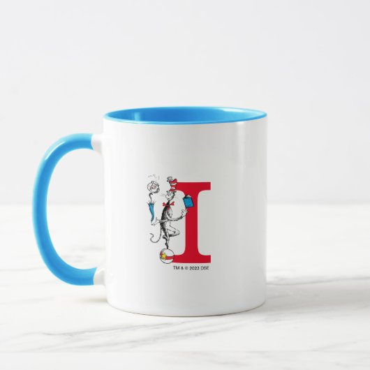 Katze in der Hat Balancing Act Monogram I Tasse (Links)