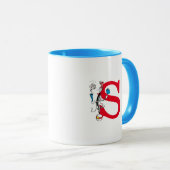 Katze in der Hat Balancing Act Monogram S Tasse (VorderseiteRechts)