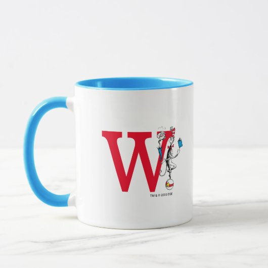 Katze in der Hat Balancing Act Monogram W Tasse (Links)