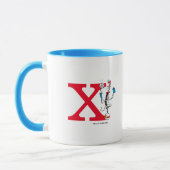 Katze in der Hat Balancing Act Monogram X Tasse (Links)