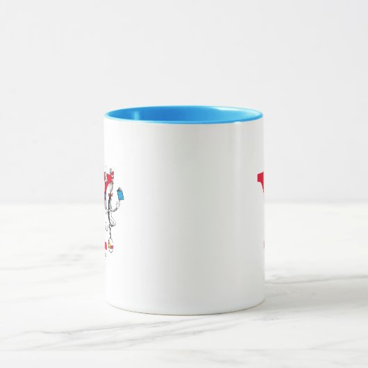 Katze in der Hat Balancing Act Monogram Y Tasse (Zentrum)