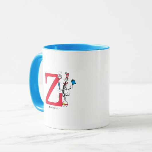 Katze in der Hat Balancing Act Monogram Z Tasse (Vorderseite Links)