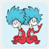 Katze in der Hut-Sache Eins & Zwei Quadratischer Aufkleber (Vorderseite)