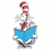 Katze in der Hutlesung Aufkleber (Vorderseite)