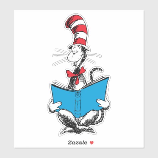 Katze in der Hutlesung Aufkleber (Blatt)