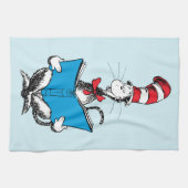 Katze in der Hutlesung Geschirrtuch (Horizontal)