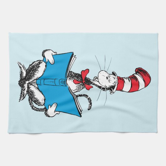 Katze in der Hutlesung Geschirrtuch (Horizontal)