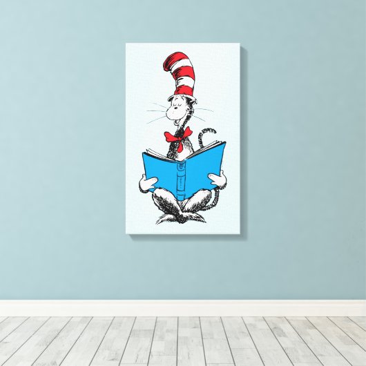 Katze in der Hutlesung Leinwanddruck (Insitu (Holzboden))