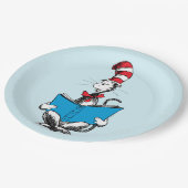 Katze in der Hutlesung Pappteller (Schrägansicht)