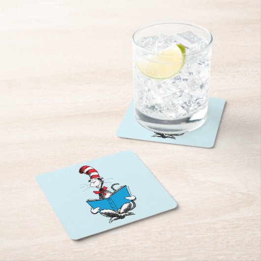 Katze in der Hutlesung Rechteckiger Pappuntersetzer (Vor Ort)