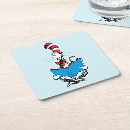 Katze in der Hutlesung Rechteckiger Pappuntersetzer (angewinkelt)