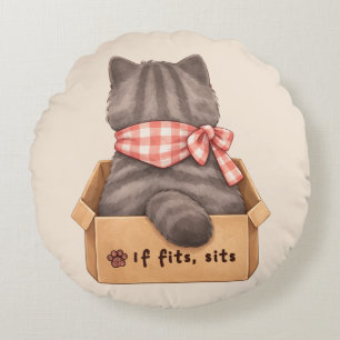 Katze in der Kiste Rundes Kissen