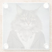 Katze in der Kleidung Glasuntersetzer (Rückseite)