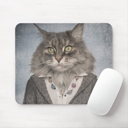 Katze in der Kleidung Mousepad (Mit Mouse)