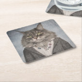Katze in der Kleidung Rechteckiger Pappuntersetzer (angewinkelt)