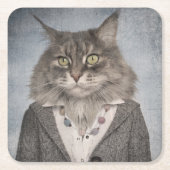 Katze in der Kleidung Rechteckiger Pappuntersetzer (Vorderseite)