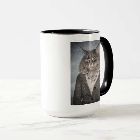 Katze in der Kleidung Tasse (VorderseiteRechts)