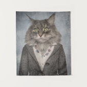 Katze in der Kleidung Wandteppich (Vorderseite)