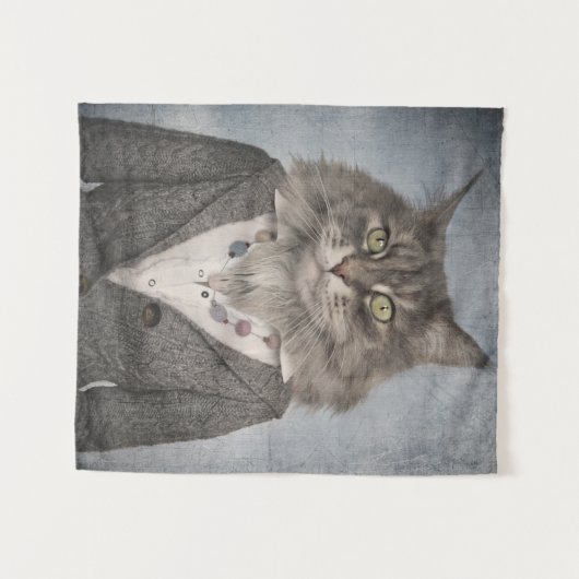 Katze in der Kleidung Wandteppich (Vorderseite (Horizontal))