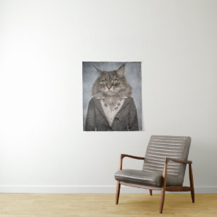 Katze in der Kleidung Wandteppich
