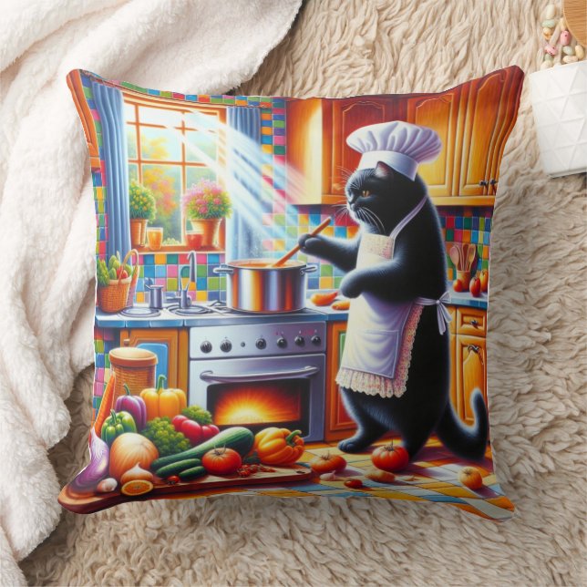 Katze in der Küche Kissen (Decke)