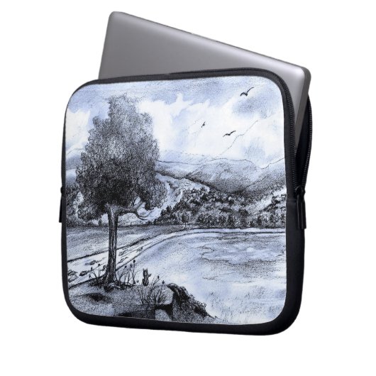 Katze in der Landschaftshülse Laptopschutzhülle (Vorderseite Links)