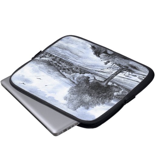 Katze in der Landschaftshülse Laptopschutzhülle (Vorne Knopf)
