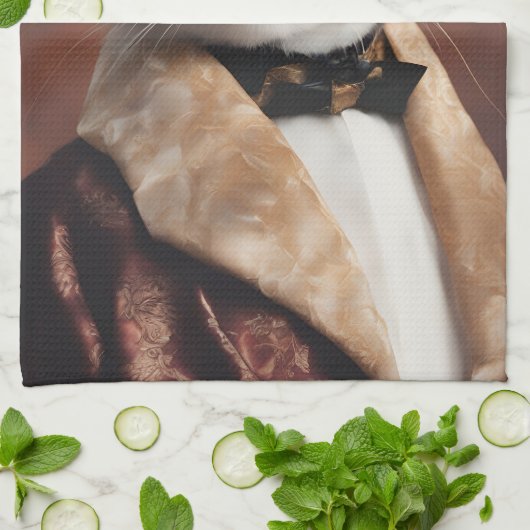 Katze in der Rauchjacke Geschirrtuch (Gefaltet)