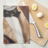 Katze in der Rauchjacke Geschirrtuch (Viertel Falte)