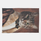 Katze in der Rauchjacke Geschirrtuch (Horizontal)