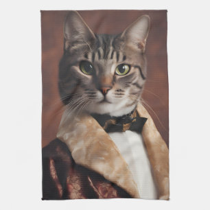Katze in der Rauchjacke Geschirrtuch