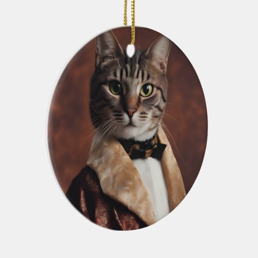 Katze in der Rauchjacke Keramik Ornament (Rechts)