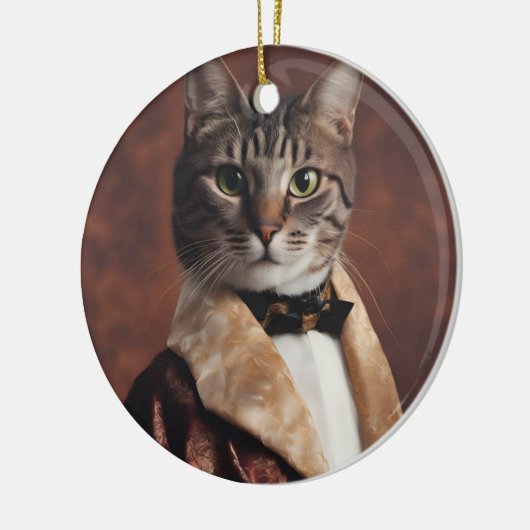 Katze in der Rauchjacke Keramik Ornament (Links)