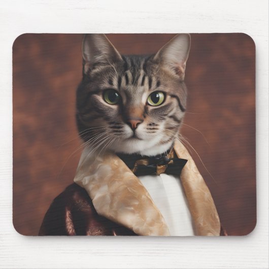 Katze in der Rauchjacke Mousepad (Vorne)