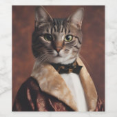 Katze in der Rauchjacke Weinetikett (Einzelnes Label)