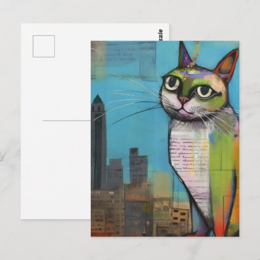 Katze in der Stadtmitte Postkarte (Vorne/Hinten)