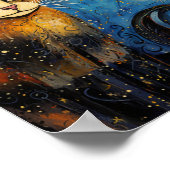 Katze in der Starry Night City Poster (Ecke)