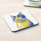 Katze in der Sunlight-Taste Getränkeuntersetzer (Linke Seite)