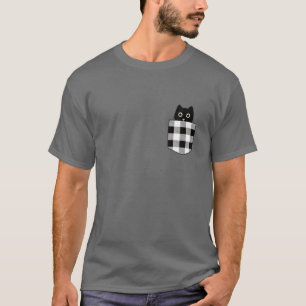 Katze in der Tasche Weißes Buffalo Kariert Pocket T-Shirt